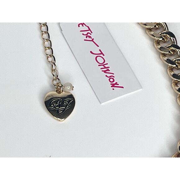 NEW Betsey Johnson FLOWER BIB NECKLACE Gold Tone Curb Chain Crystal Rhinestone - Picture 9 of 9
